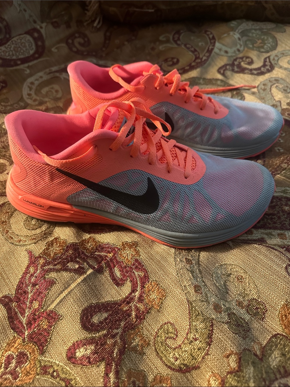 Nike Women’s Running Shoes - Coral/Light Gray with Black Swoosh